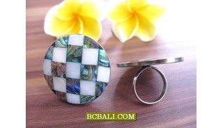 Bali Handmade Rings Stainless Steels with Shells 